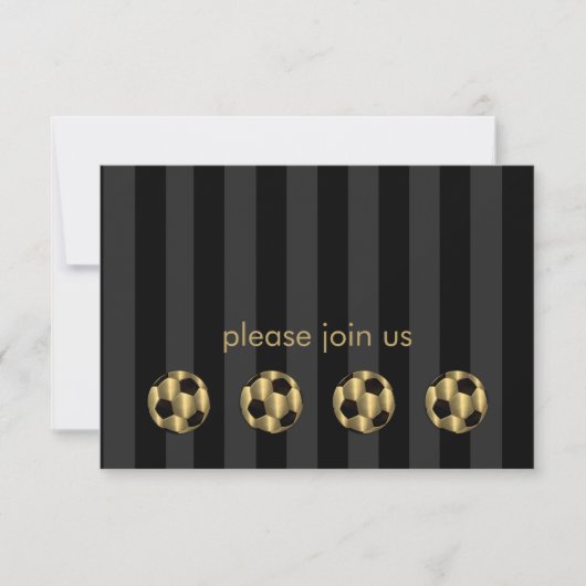 Bar Mitzvah Gold en Black Voetbal RSVP Kaartje (Voorkant)