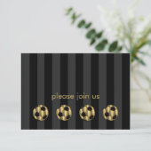Bar Mitzvah Gold en Black Voetbal RSVP Kaartje (Staand voorkant)