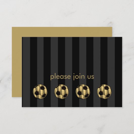 Bar Mitzvah Gold en Black Voetbal RSVP Kaartje (Voorkant / Achterkant)