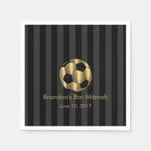 Bar Mitzvah Gold en Black Voetbal Servetten (Voorkant)