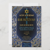 Bar Mitzvah Gold en Blue Kaart (Voorkant)