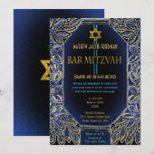 Bar Mitzvah Gold en Blue Kaart (Voorkant / Achterkant)