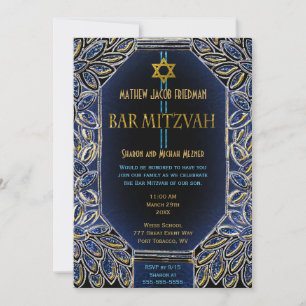 Bar Mitzvah Gold en Blue Kaart