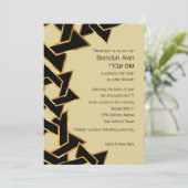 Bar Mitzvah Gold en zwarte ster van David Kaart (Staand voorkant)