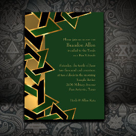 Bar Mitzvah Gold Green Black Star van David Kaart