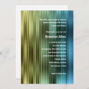 Bar Mitzvah Gold Green Blue Stripes Kaart