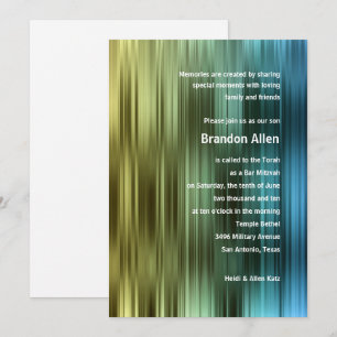 Bar Mitzvah Gold Green Blue Stripes Kaart