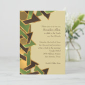 Bar Mitzvah Gold Green Brown Star van David Kaart (Staand voorkant)