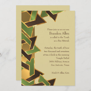 Bar Mitzvah Gold Green Brown Star van David Kaart
