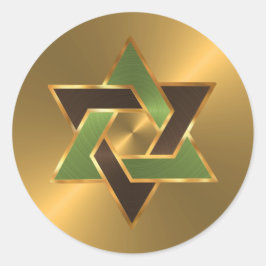 Bar Mitzvah Gold Green Brown Star van David Ronde Sticker