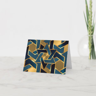 Bar Mitzvah Gold Navy Blue Star van David Bedankkaart
