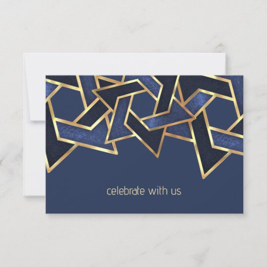Bar Mitzvah Gold Navy Blue Star van David Kaart (Voorkant)