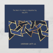 Bar Mitzvah Gold Navy Blue Star van David Kaart (Voorkant / Achterkant)