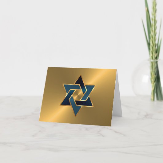 Bar Mitzvah Gold Navy Blue Star van David Notitiekaartje (Voorkant)