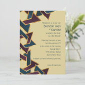 Bar Mitzvah Gold Paarse Blue Star van David Kaart (Staand voorkant)