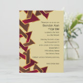 Bar Mitzvah Gold Red Brown Star van David Kaart (Staand voorkant)