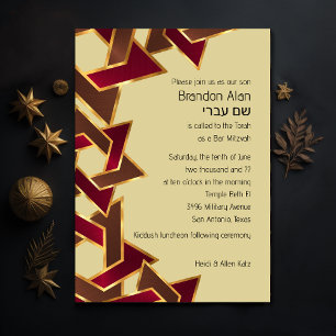 Bar Mitzvah Gold Red Brown Star van David Kaart