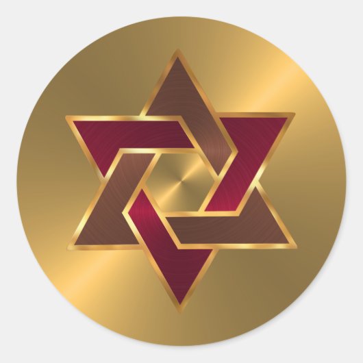 Bar Mitzvah Gold Red Brown Star van David Ronde Sticker (Voorkant)