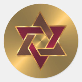 Bar Mitzvah Gold Red Brown Star van David Ronde Sticker