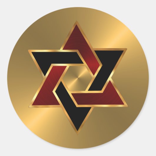 Bar Mitzvah Gold Red Star van David Ronde Sticker (Voorkant)