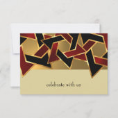Bar Mitzvah Gold Red Star van David RSVP Kaartje (Voorkant)