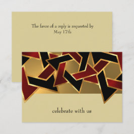 Bar Mitzvah Gold Red Star van David RSVP Kaartje