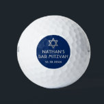 Bar Mitzvah Golf Ball Favors Blue Gray Golfballen<br><div class="desc">Golf Ball Bar Mitzvah Save the Dates and Favors in modern en minimalistisch blauw en zilver grijs gepersonaliseerd met jouw naam en feestdatum en een ster van David bovenaan. De achtergrond en de doopvontkleuren kunnen worden veranderd om uw thema van de gebeurteniskleur aan te passen,  enkel klik "verder aanpassen".</div>