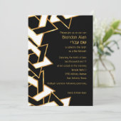 Bar Mitzvah Goud en Zwart Wit Ster van David Kaart (Staand voorkant)
