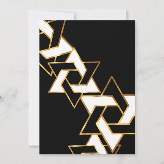 Bar Mitzvah Goud en Zwart Wit Ster van David Kaart (Achterkant)