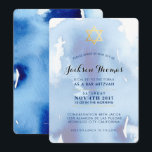 BAR MITZVAH goud stijlvol blauw waterverf uitnodig Kaart<br><div class="desc">kat@simplysweetPAPERIE.com *** OPMERKING - HET GLANZENDE GOUDFOLIE-EFFECT IS EEN GEDRUKT AFBEELDING *** - - - - - - - - - - - - - - - - - - - - - - - - - - - - - - - - - - - - - - -...</div>