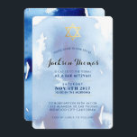 BAR MITZVAH goud stijlvol blauw waterverf uitnodig Kaart<br><div class="desc">kat@simplysweetPAPERIE.com *** OPMERKING - HET GLANZENDE GOUDFOLIE-EFFECT IS EEN GEDRUKT AFBEELDING *** - - - - - - - - - - - - - - - - - - - - - - - - - - - - - - - - - - - - - - -...</div>