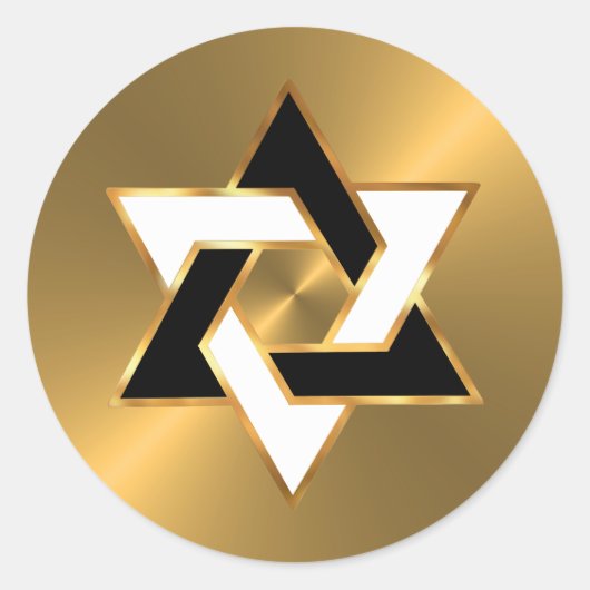 Bar Mitzvah Goud Zwart Wit Ster van David Ronde Sticker (Voorkant)
