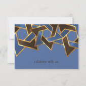 Bar Mitzvah Goudblauw Bruin Ster van David RSVP Kaart (Voorkant)