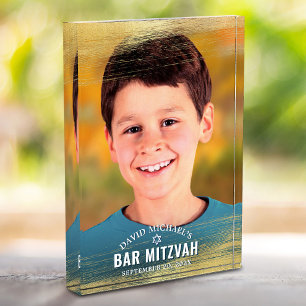 Bar Mitzvah Gouden Borstel Vet Moderne Typografie Fotoblokken