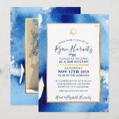 BAR MITZVAH gouden ster blauw waterverf FOTO RYAN2 Kaart (Voorkant / Achterkant)