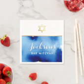 BAR MITZVAH gouden ster Smart Blue waterverf Napki Servet (Insitu)