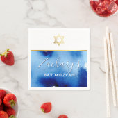 BAR MITZVAH gouden ster smart blue waterverf Servet (Insitu)