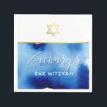 BAR MITZVAH gouden ster smart blue waterverf Servet<br><div class="desc">door kat massard >> WWW.SIMPLYSWEETPAPERIE.COM <<<<</div>