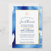 BAR MITZVAH gouden ster smart blue waterverf uitno Kaart (Voorkant)