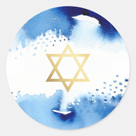 BAR MITZVAH gouden ster smart donkerblauwe waterve Ronde Sticker (Voorkant)