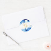 BAR MITZVAH gouden ster smart donkerblauwe waterve Ronde Sticker (Envelop)