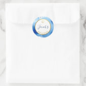 BAR MITZVAH gouden ster smart donkerblauwe waterve Ronde Sticker (Tas)