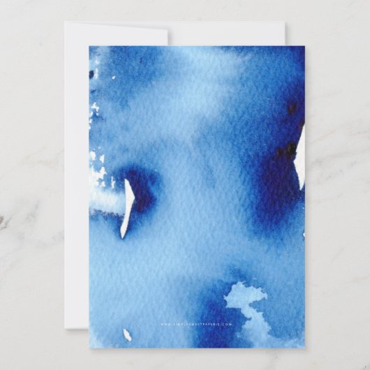 BAR MITZVAH gouden ster stijlvol blauw waterverf T Kaart (Achterkant)