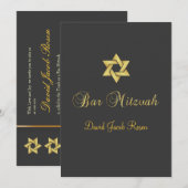 Bar Mitzvah/grafiet/goud Kaart (Voorkant / Achterkant)