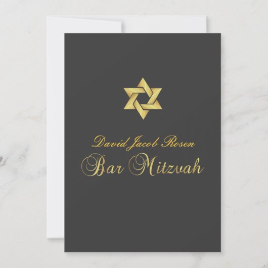 BAR MITZVAH GRAPHITE/GOLD/DIY KLEUR KAART (Achterkant)