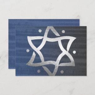 Bar Mitzvah Gray en Blue Wooden Silver Star RSVP
