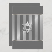 Bar Mitzvah Gray en Silver Stripe Star van David Kaart (Voorkant / Achterkant)