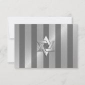 Bar Mitzvah Gray en Silver Stripe Star van David RSVP Kaartje (Voorkant)
