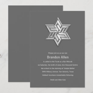 Bar Mitzvah Gray Tones Star van David Kaart