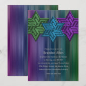 Bar Mitzvah Green Blauwgroen en Paarse ster van Da Kaart (Voorkant / Achterkant)